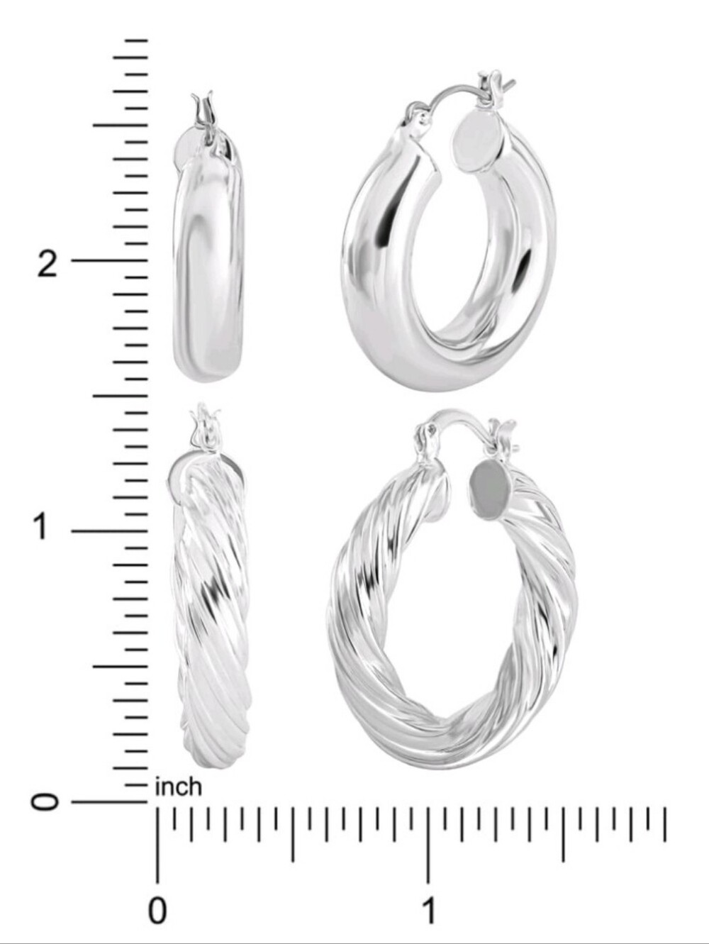 Brilliance Women's Fine Silver Plated Hoop Earring Set